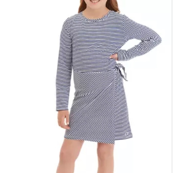 Vineyard Vines Little Girls Striped Navy White Asymmetric Sankaty Dress Size 4T - Picture 2 of 5